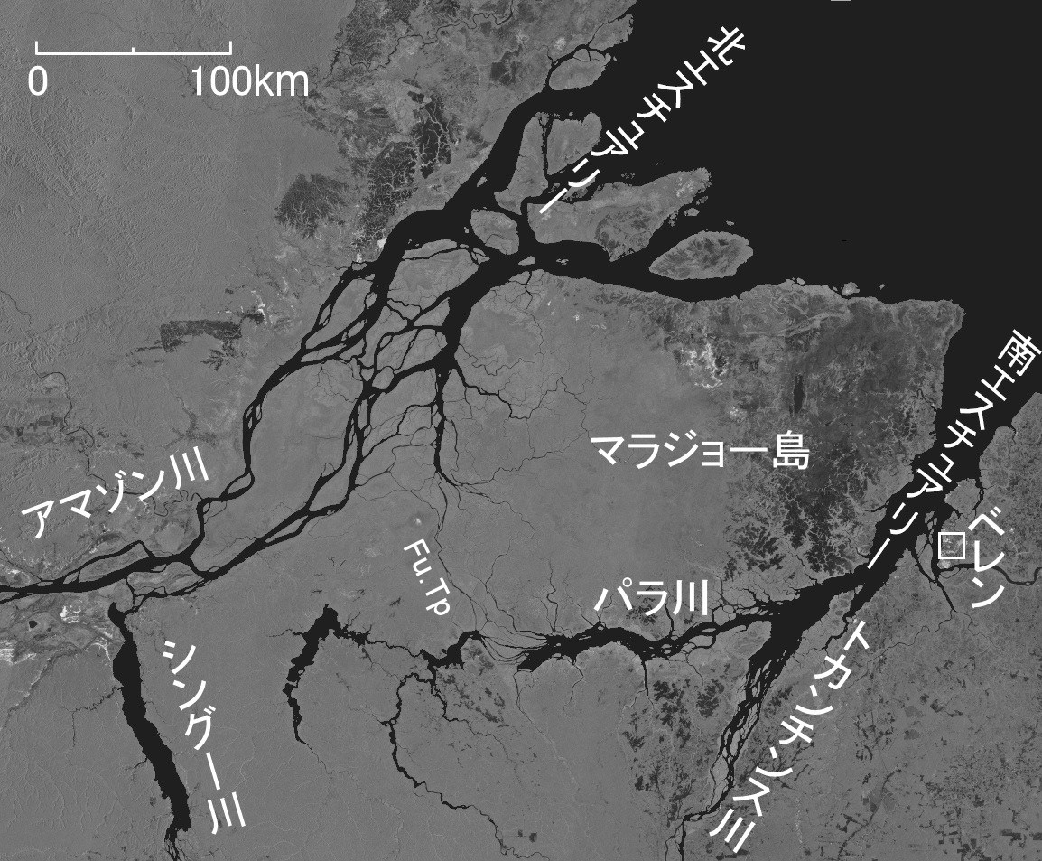 アマゾン河口部の衛星写真